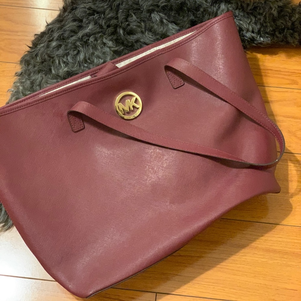 Michael Kors Saffiano Leather Burgundy Tote